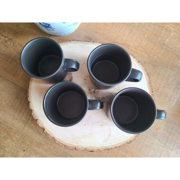 Pfaltzgraff Black Mug Set Of 4 Made In USA Midnight Sun Coffee‎ Cup - Picture 2 of 3